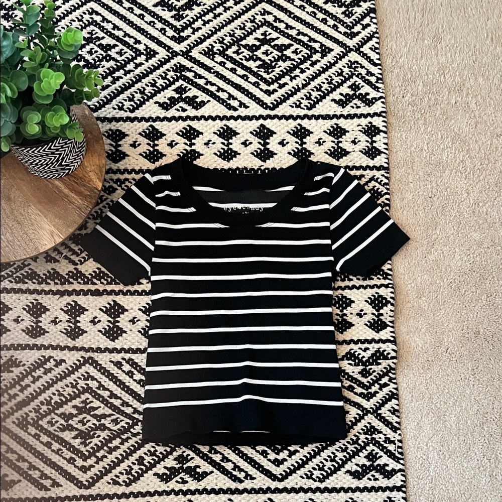 Eye Candy Black and White Striped Tee